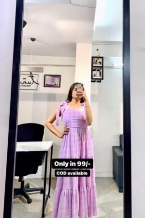 Liliac Color Knee Length Party Wear Dress