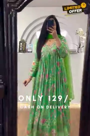 Designer Muslin Digital Print With Hand Work Alia Cut Top With Dupatta