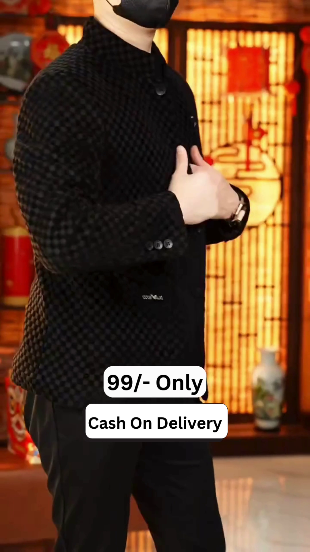 Men's Slim Fit Wool Blazer: Smart Casual Solid Color Suit Jacket - Formal Stand Collar Coat - Image 3