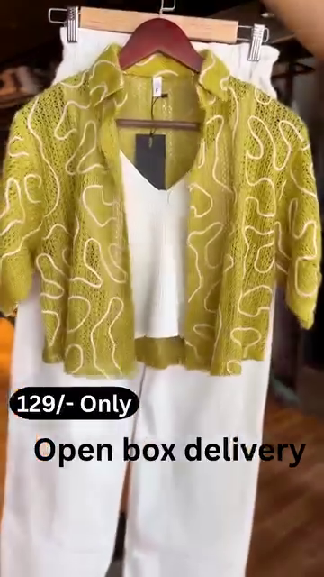 Green Mesh Embroidery Round Neck Elin Co-ord Set - Image 2