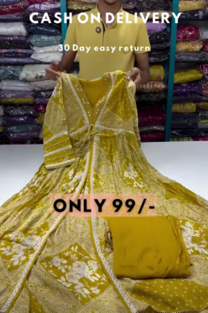 Check Out Our Beautiful Handblock Print Cotton Anaarkali 3pis Dress