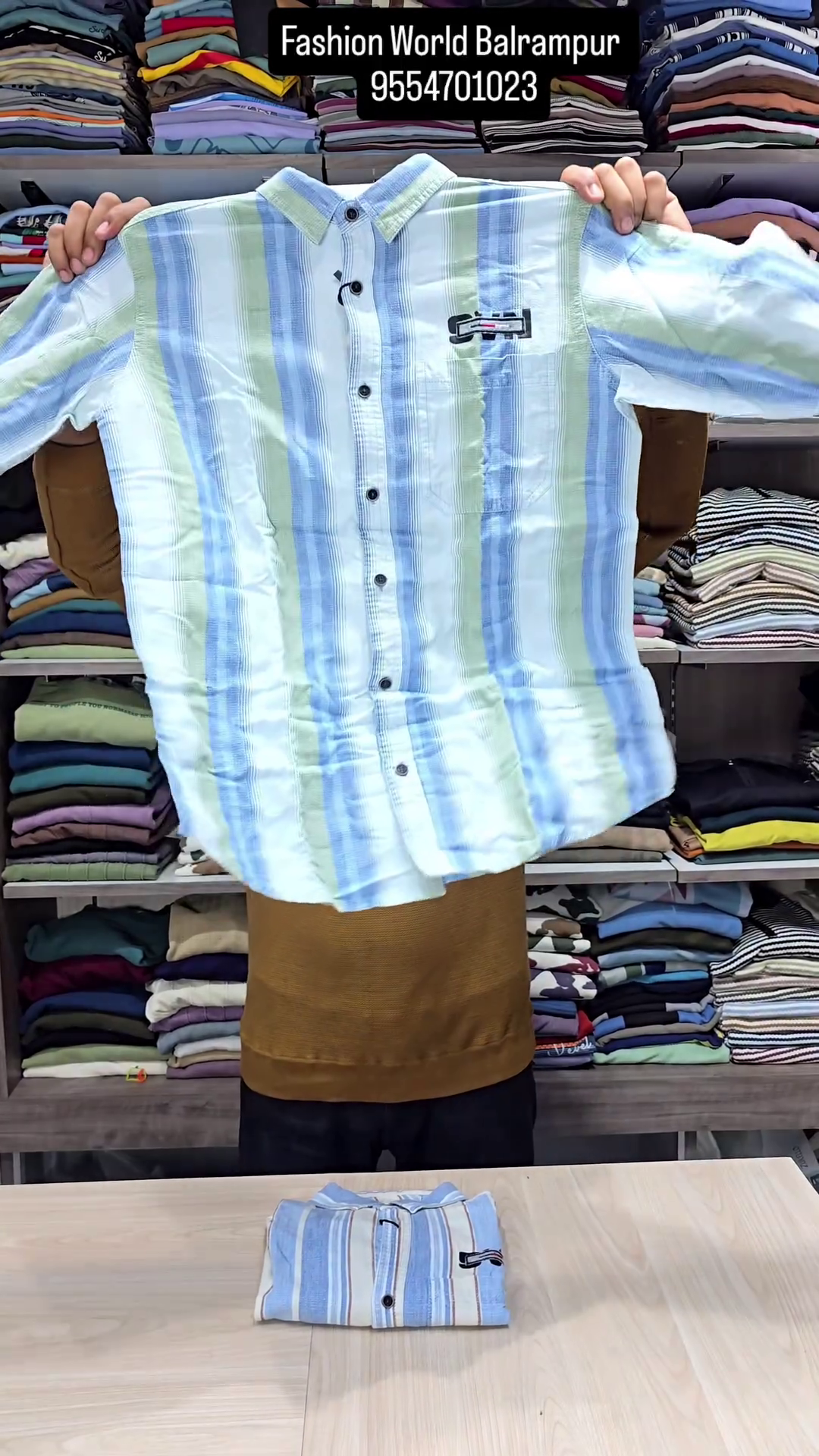 Men Blue Denim Slim Fit Striped Casual Shirt - Image 4