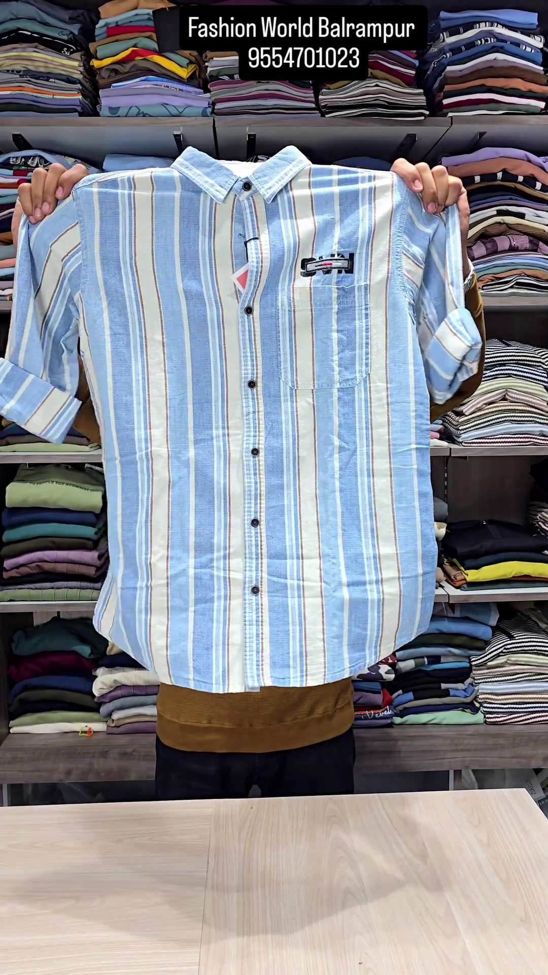 Men Blue Denim Slim Fit Striped Casual Shirt - Image 3