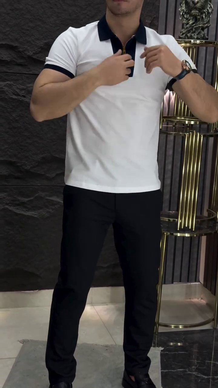 Men Solid Polo Collar Cotton Slim Fit T-shirt - Image 6
