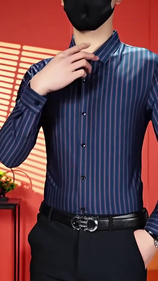 Men's Pure Cotton Checks Pattern Slim Fit Semi Cutaway Collar Full Sleeve Formal Shirt - Image 11