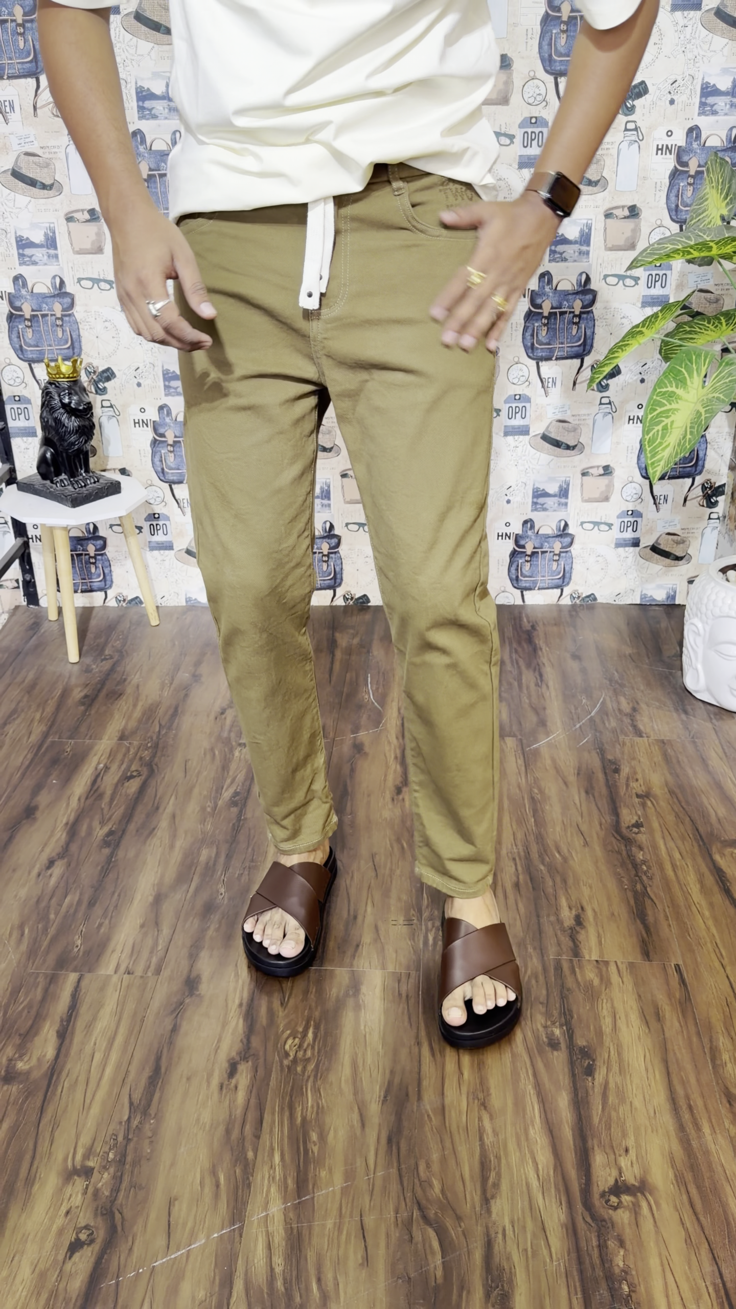 Men’s Denim Pants | RFD Washed Denim Trousers Track Pants with Elastic Waistband and Drawstring