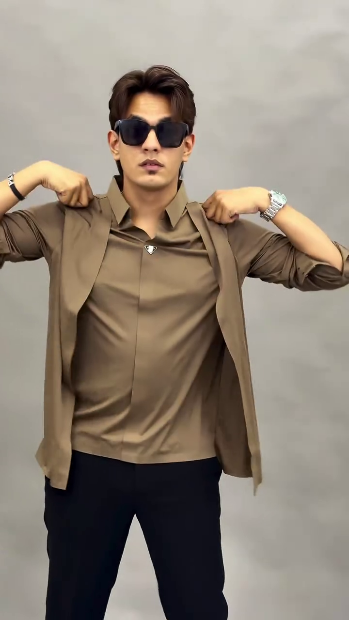Classic Self Design Spread Collar Casual Shirt